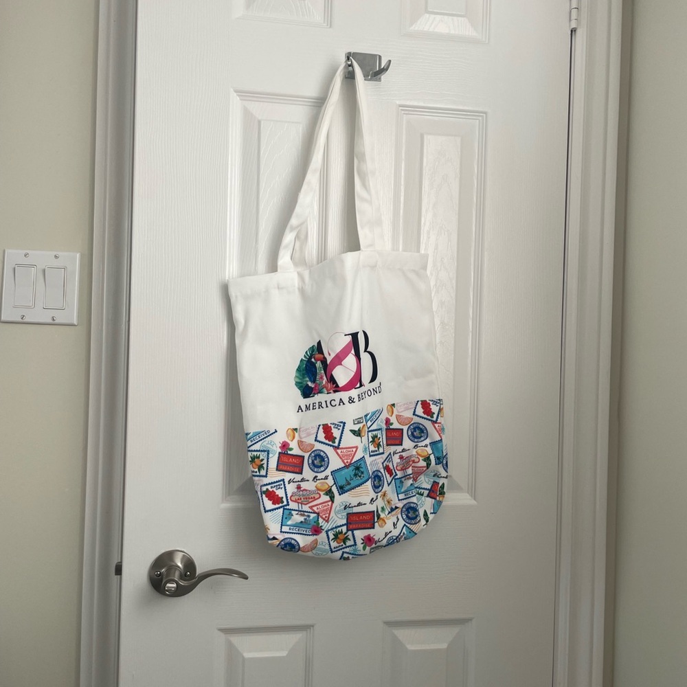 Magic White Tote Bag with Colorful Patchwork Design